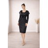 Rochie eleganta, neagra cu volanas pe umeri