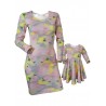 Set mama/fiica rochii multicolore cu imprimeu abstract