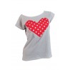 Compleu dama, fusta + tricou,  gri deschis cu inimioara rosie cu buline