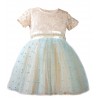 Rochie tip printesa, culoarea bej/albastru