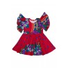 Set mama / fiica, rochii rosii cu imprimeu floral