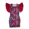 Set mama / fiica, rochii rosii cu imprimeu floral