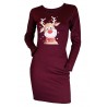 Rochie dama, visinie, cu imprimeu ren Craciun