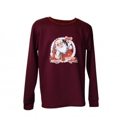 Set 2 produse cuplu, cu imprimeu Mos Craciun Merry Christmas, visiniu