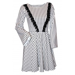 Rochie dama, alba cu buline negre