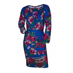Set mama/fiica rochii albastre cu imprimeu floral