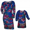 Set mama/fiica rochii albastre cu imprimeu floral