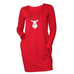 Rochie dama, rosie cu ren...