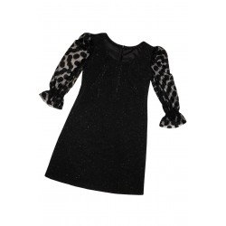 Rochie dama, neagra cu maneci bufante