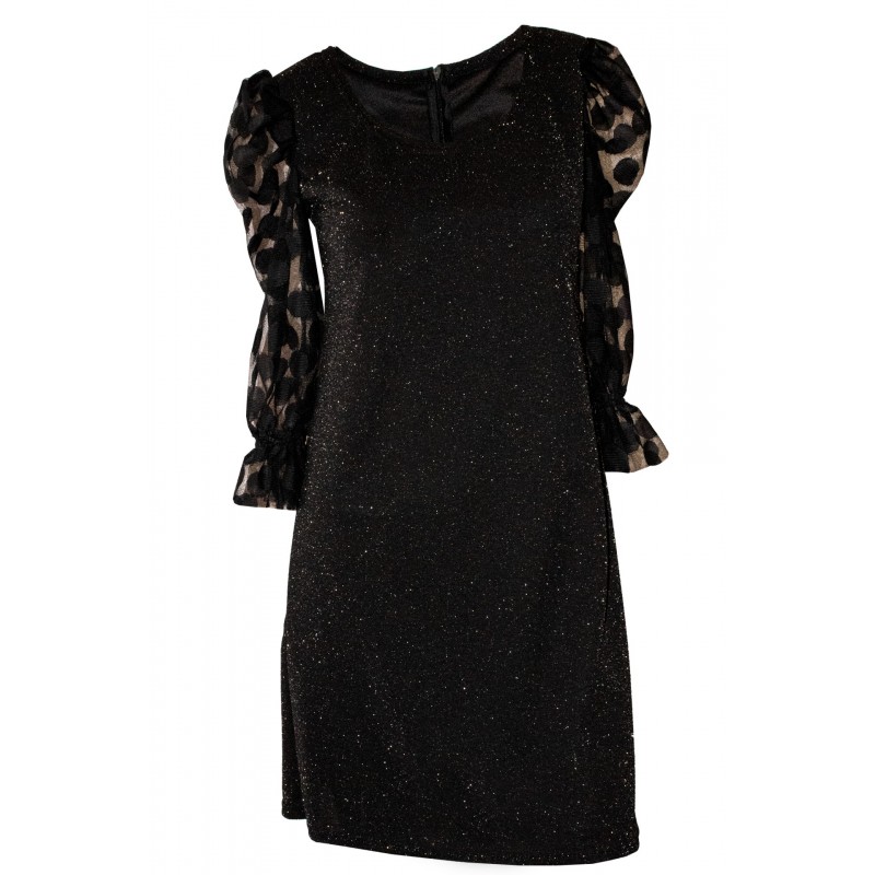 Rochie dama, neagra cu maneci bufante