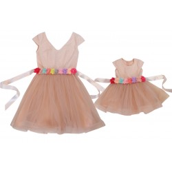 Set mama fiica rochii tull, roz pudra