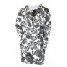 Set mama/ fiica, rochii albe cu imprimeu floral negru, model oversize