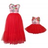 Set mama/fiica, rochii tull cu imprimeu traditional