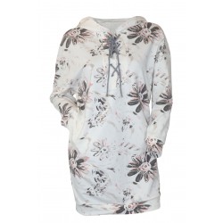 Set mama/ fiica, rochii albe cu imprimeu floral, model oversize