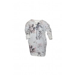 Set mama/ fiica, rochii albe cu imprimeu floral, model oversize