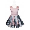 Set mama/fiica, rochii roz/gri cu imprimeu floral