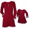 Set mama/fiica, rochii rosii cu dantela alba