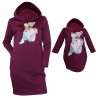 Set mama/fiica rochii fucsia cu imprimeu Super Mom