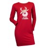 Set cuplu, rochie si bluza, rosii cu model imprimat ren Craciun
