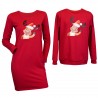 Set cuplu, rochie si bluza, rosii cu model imprimat ren maro