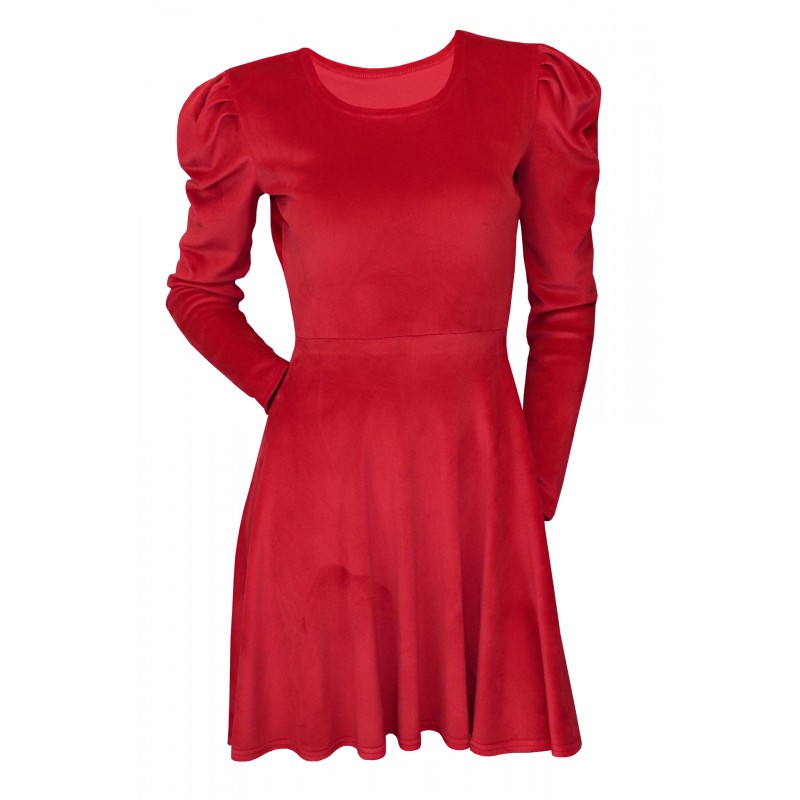 Rochie dama, rosie din catifea soft