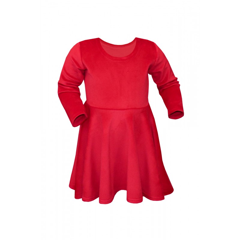 Rochie fete, rosie din catifea soft, clos