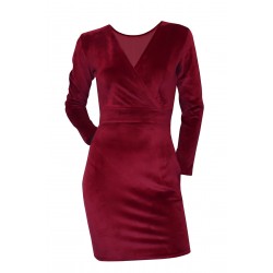Set cuplu, rochie si bluza grena din catifea soft
