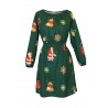 Rochie femei, verde cu imprimeu Craciun