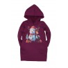 Set mama/fiica, rochii fucsia cu imprimeu ren/om de zapada