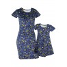 Set mama/fiica, rochii albastre cu imprimeu Minnie