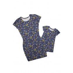 Set mama/fiica, rochii albastre cu imprimeu Minnie