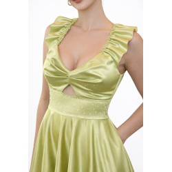 Rochie clos, verde olive cu strasuri